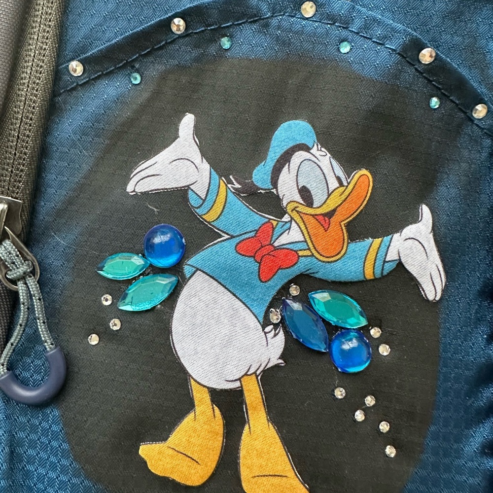 Donald Duck Embellished Navy Crossbody Bag - One of a Kind